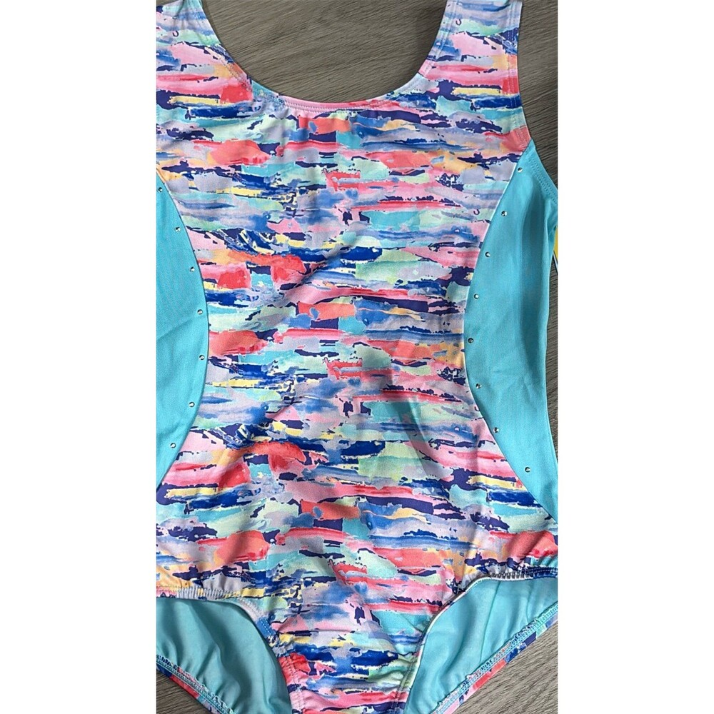 Art Class Girls Multicolor One Piece Leotard Swimsuit XL 14 Wicking Fabric NWT